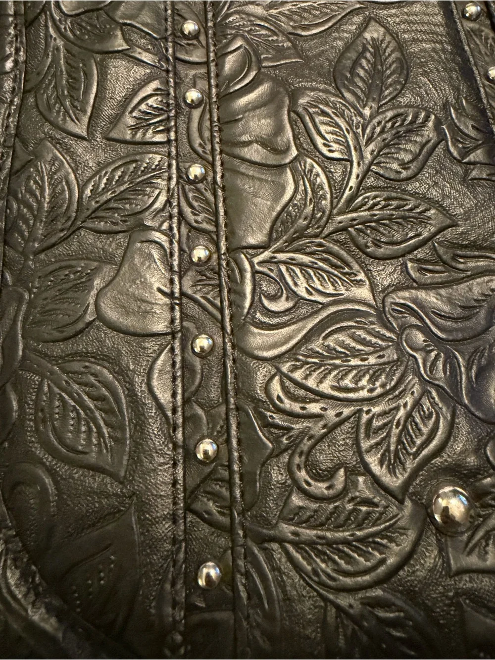 Black Embossed Floral Concealed Weapon Crossbody Shoulder Bag - Picture 2 of 11